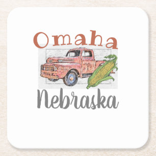 Omaha Nebraska Oldtimer-LKW und Mais Rechteckiger Pappuntersetzer