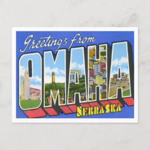 Omaha, Nebraska Postkarte mit großen Buchstaben