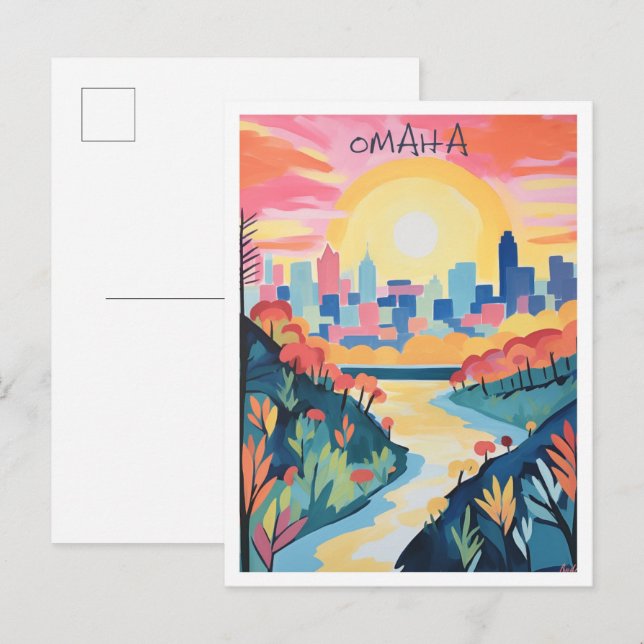 Omaha Nebraska Reise Ästhetik Postkarte (Vorne/Hinten)