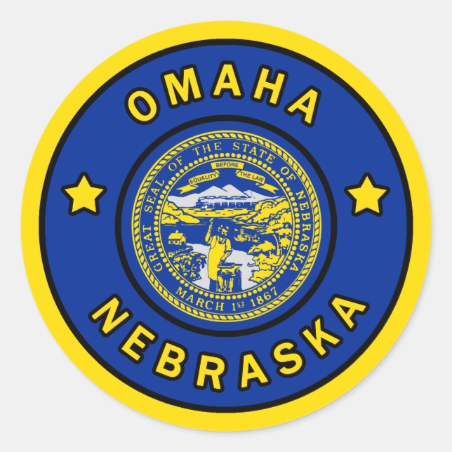 Omaha Nebraska Runder Aufkleber (Vorderseite)