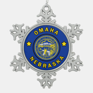 Omaha Nebraska Schneeflocken Zinn-Ornament