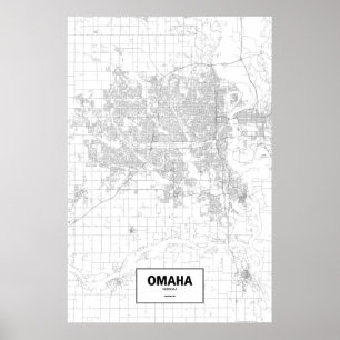 Omaha, Nebraska (schwarz auf weiß) Poster