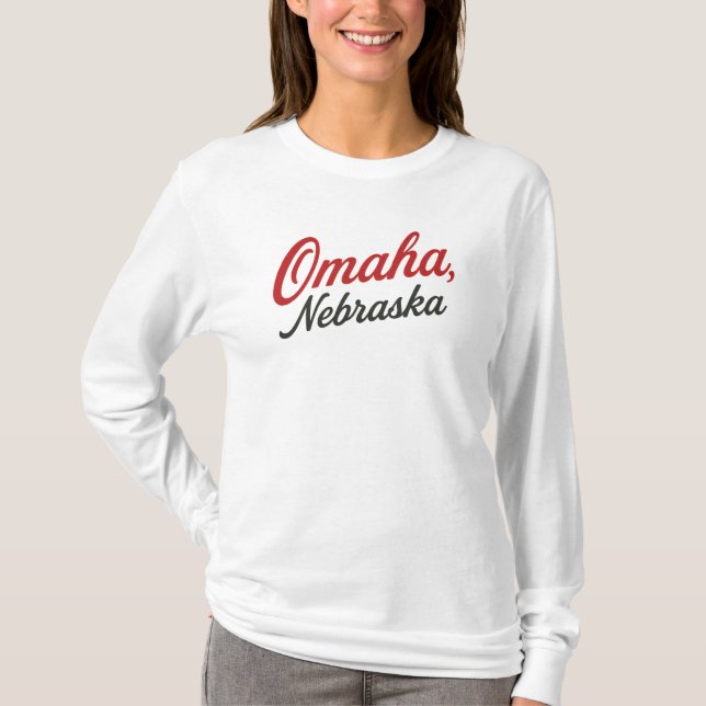 Omaha Nebraska Script Design | Classic Midwest Cit T-Shirt (Vorderseite)