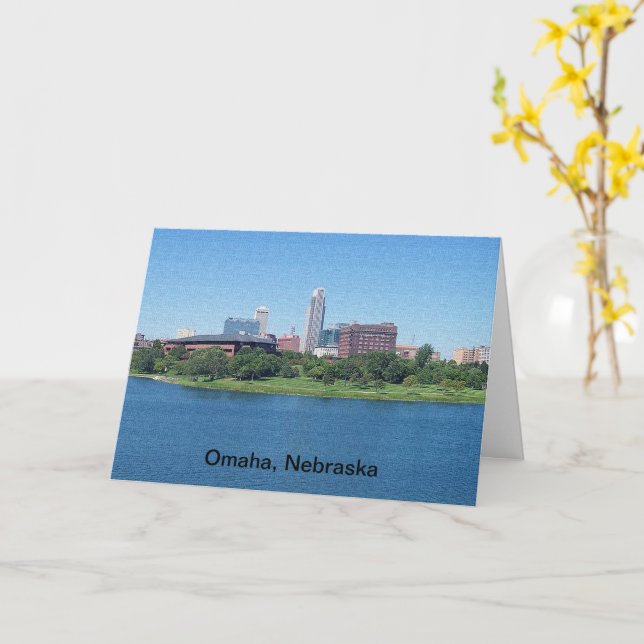 Omaha Nebraska-Skyline-Jahrestag Karte (Gelbe Blume)