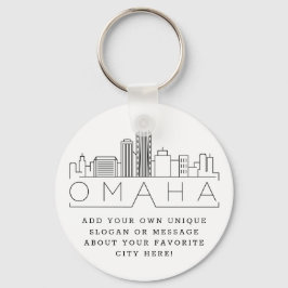 Omaha, Nebraska Stylized Skyline | Benutzerdefinie Schlüsselanhänger