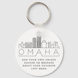 Omaha, Nebraska Stylized Skyline   Benutzerdefinie Schlüsselanhänger