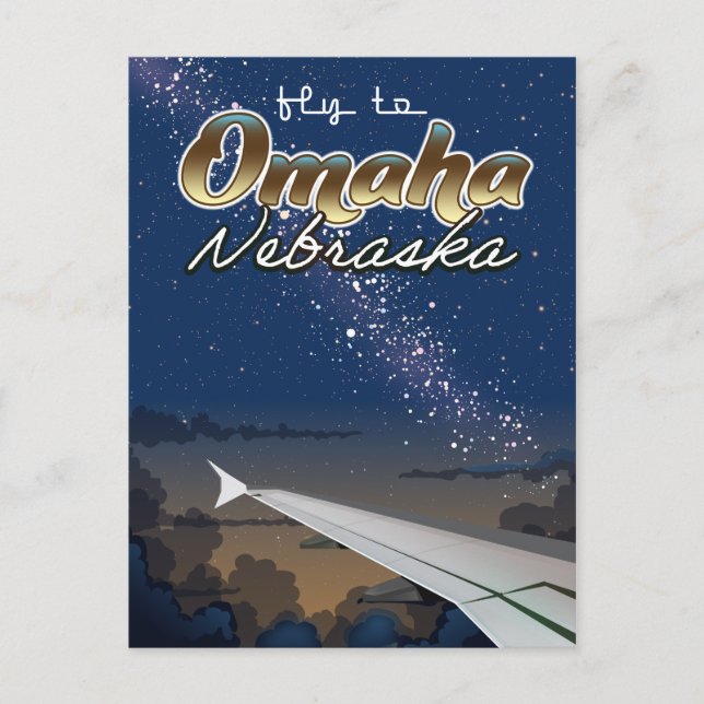 Omaha, Nebraska Vintages Flugplakat Postkarte (Vorderseite)