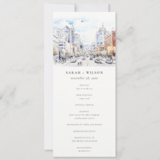 Omaha Nebraska Watercolor Scape Wedding Program Einladung
