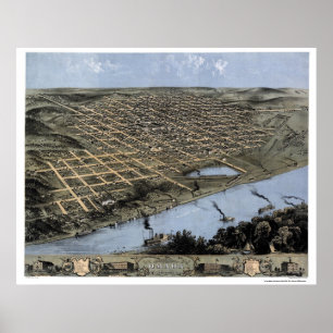 Omaha, panoramische Karte Nes - 1868 Poster