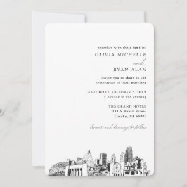 Omaha Wedding Elegant Skyline Einladung
