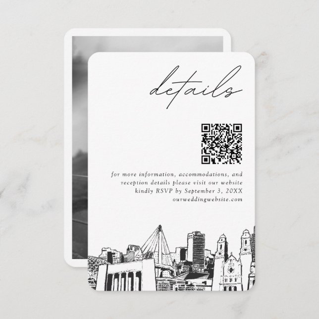Omaha Wedding Modern Details QR Code Begleitkarte (Vorne/Hinten)