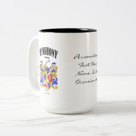 O'Mahony Familienwappen, Übersetzung und Bedeutung Zweifarbige Tasse