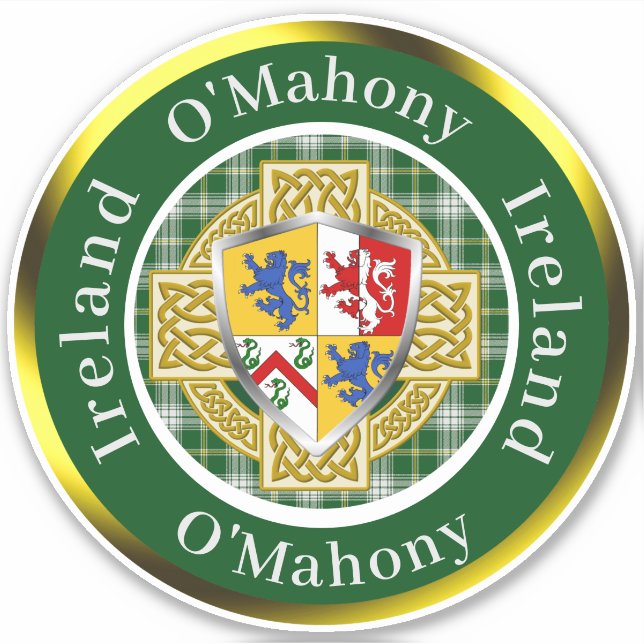O'Mahony Irish Shield/Celtic Cross Personalisiert Aufkleber (Vorderseite)
