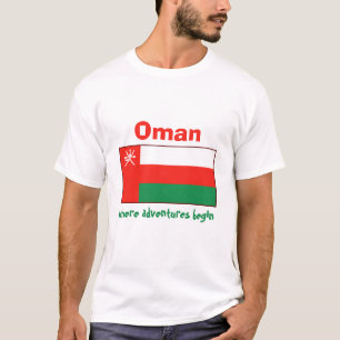 Oman-Flagge + Karte + Text-T-Shirt T-Shirt