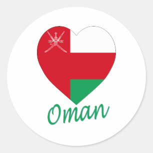 Oman-Flaggen-Herz Runder Aufkleber