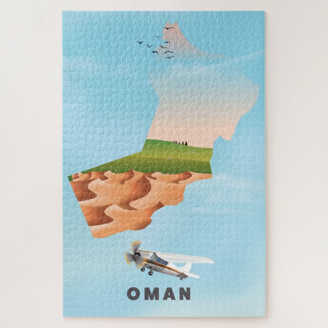 Oman illustriert Map Reiseplakat (Vertikal)