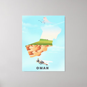 Oman illustriert Map Reiseplakat Leinwanddruck