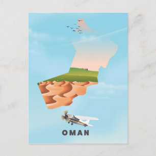 Oman illustrierte Reiselandkarte Poster Postkarte