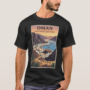 Oman Landschaft Illustration Reise Kunst Vintage T-Shirt