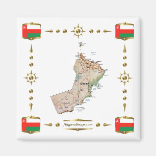 Oman Map + Flags Aimant