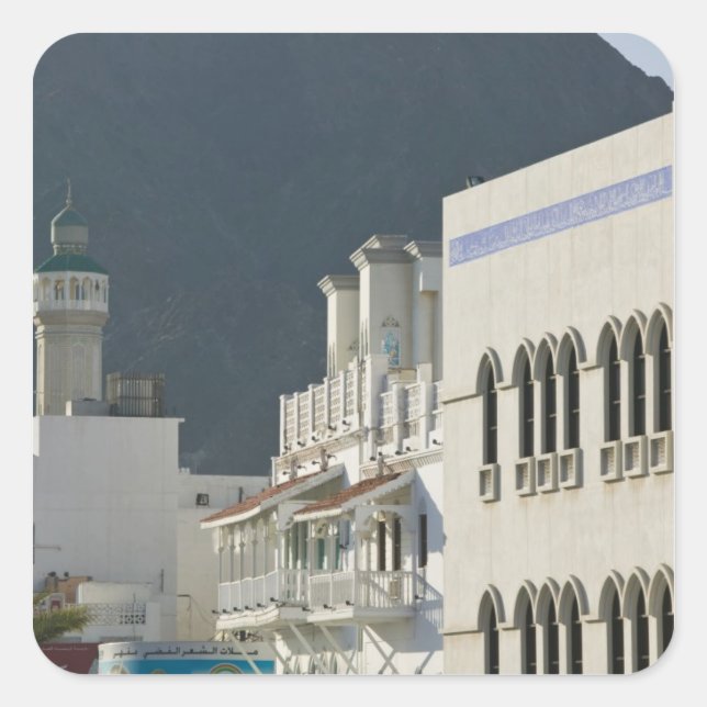 Oman, Muscat, Mutrah. Mutrah Corniche Mosque und Quadratischer Aufkleber (Vorderseite)