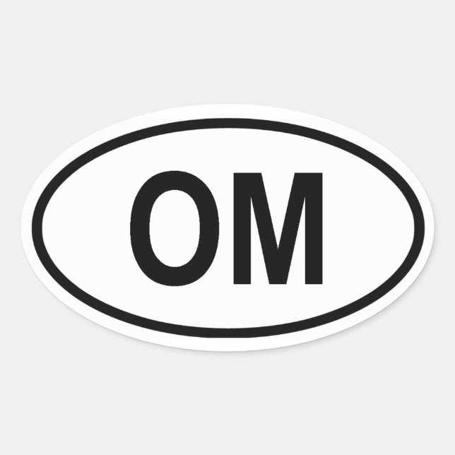 Oman "OM" Ovaler Aufkleber (Vorderseite)