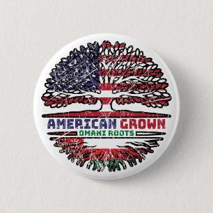 Oman Omani American USA Tree Roots Flag Button