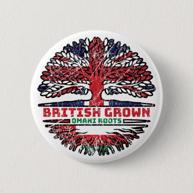Oman Omani British UK Tree Roots Flag Button (Vorderseite)