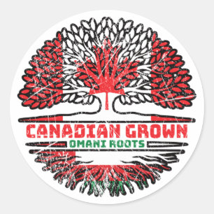 Oman Omani kanadische Tree-Roots-Flagge Runder Aufkleber