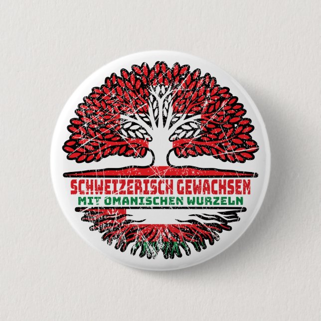 Oman Omanisch Schweizer Schweiz Baum Wurzel Flagge Button (Vorderseite)