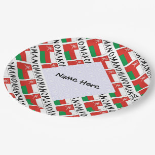 Oman Omanische Flagge Kacheln Personalisierter Nam Pappteller
