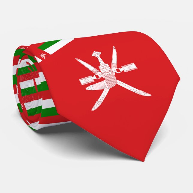 Omani Flag & nationales Emblem, Flagge von Oman Krawatte (Gerollt)