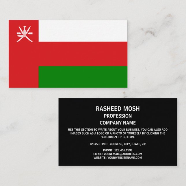 Omani-Flagge, Flagge Visitenkarte (Vorne/Hinten)