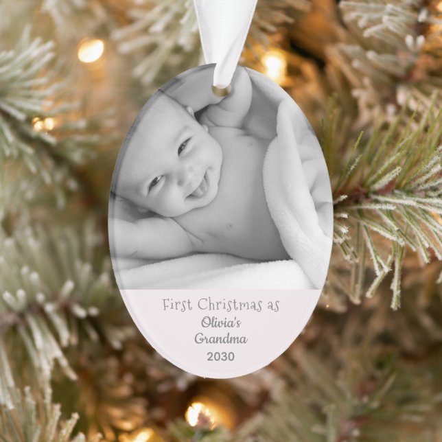 Oma's 1. Weihnachten Personalisierten Foto Name Ornament (Baum)