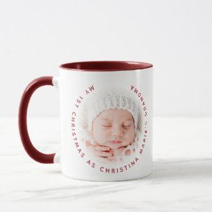 Oma's 1. Weihnachts-Red Typografy Baby-Foto Tasse