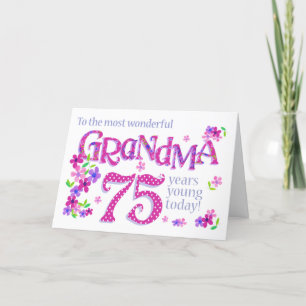 Oma's 75. Geburtstagskunst mit Blume Card Feiertagskarte