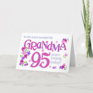Oma's 95. Geburtstagskunst mit Blume Card Feiertagskarte