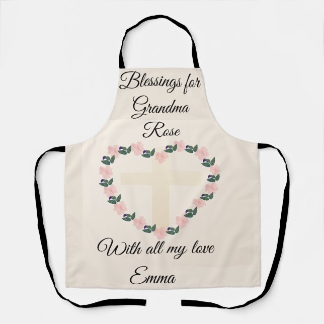 Omas Aprondesign „Floral Heart Blessing“ Schürze (Vorderseite)