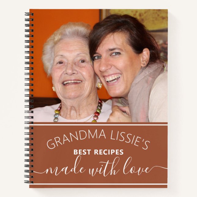 Oma's Best Recipes Terracotta Foto Kochbuch Notizbuch (Vorderseite)