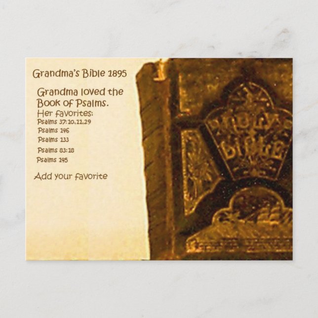 Oma's Bibel von 1895 Postkarte (Vorderseite)