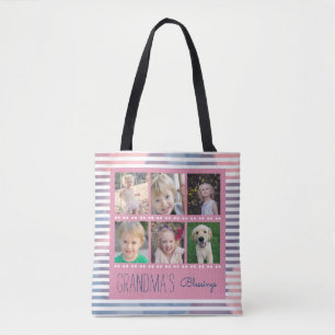 Oma's Blessings Foto Collage Pink & Blue Tasche