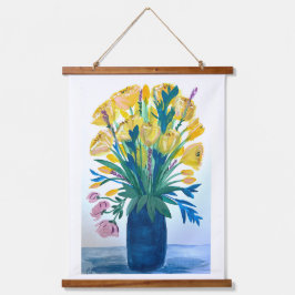 Omas Blume Wandteppich Mit Holzrahmen