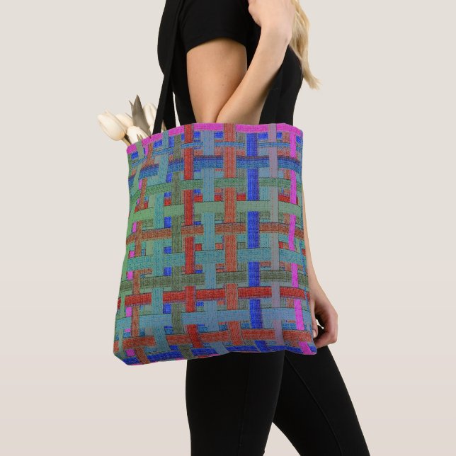 Omas buntes "Kariert" in Jute oder Leinwandoptik Tasche (Von Nahem)
