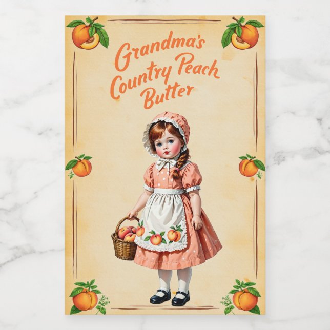 Oma's Country Peach Butter Lebensmitteletikett (Einzelnes Label)