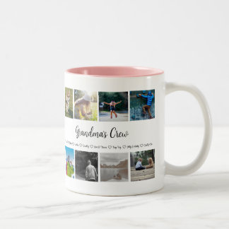 Oma's Crew Custom 8 Foto Grid Zweifarbige Tasse