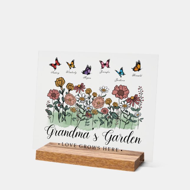 Oma's Garden Modern Keepake 6 Individuelle Name Acrylschild (Winkel)