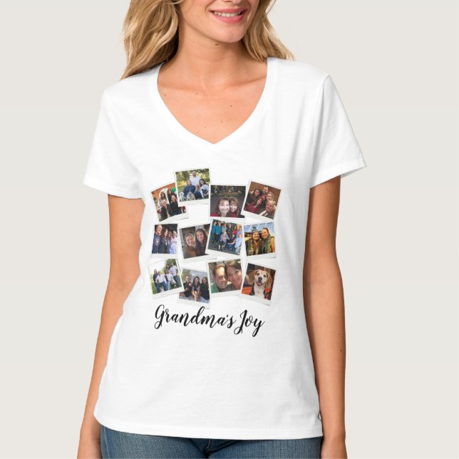 Oma's Joy Foto Frame Collage Modern Trendy T-Shirt (Vorderseite)