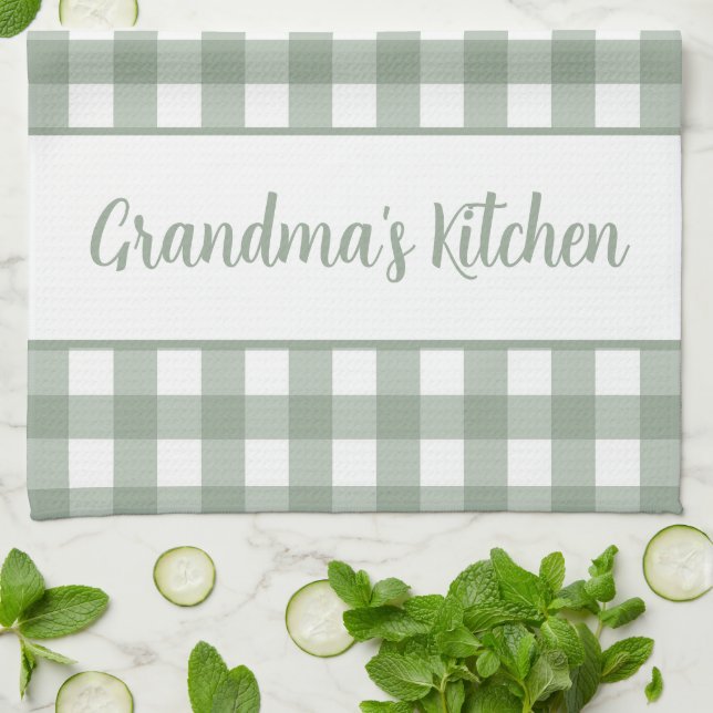 Oma's Kitchen Gingham Kariert Geschirrtuch (Gefaltet)