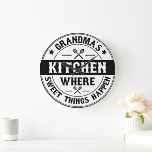 Oma's Kitchen - Wo süße Dinge passieren Große Wanduhr