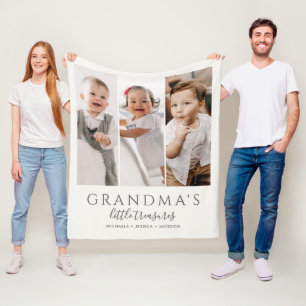 Omas kleine Schätze 3-Foto-Collage-Geschenk Fleecedecke